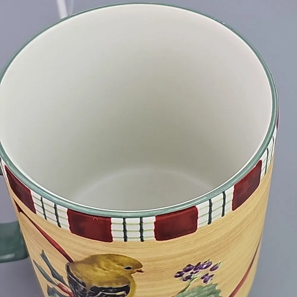 Lenox Coffee Mug Cup Winter Greetings Goldfinch Bird Everyday Holiday 8 Ounce